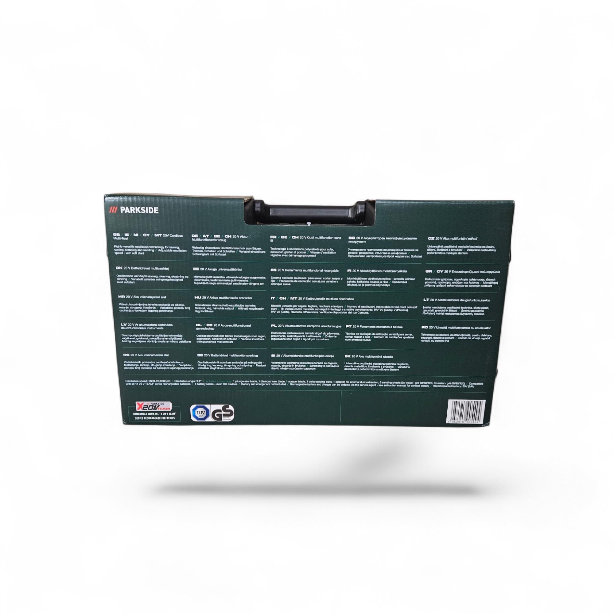 Parkside PAMFW 20-Li B2 Outil multifonction sans fil 20 V – Technologie d'oscillation très polyvalente pour scier, couper, gratter et poncer