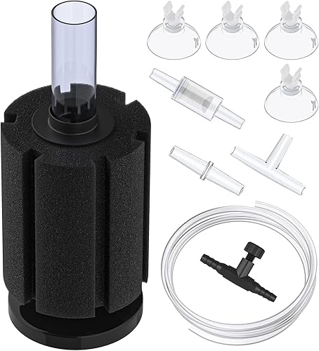 Miniatura 12 de Pawfly Filtro de esponja para acuario, filtro de espuma de pescado pequeño con tubo, ventosa, conector de válvula de retención y accesorios de