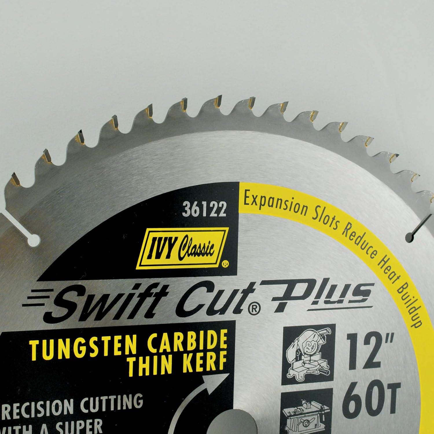 IVY Classic 36122 Swift Cut Plus 12-Inch 60 Tooth Carbide Circular Saw Blade with 1-Inch Arbor, 1/Card