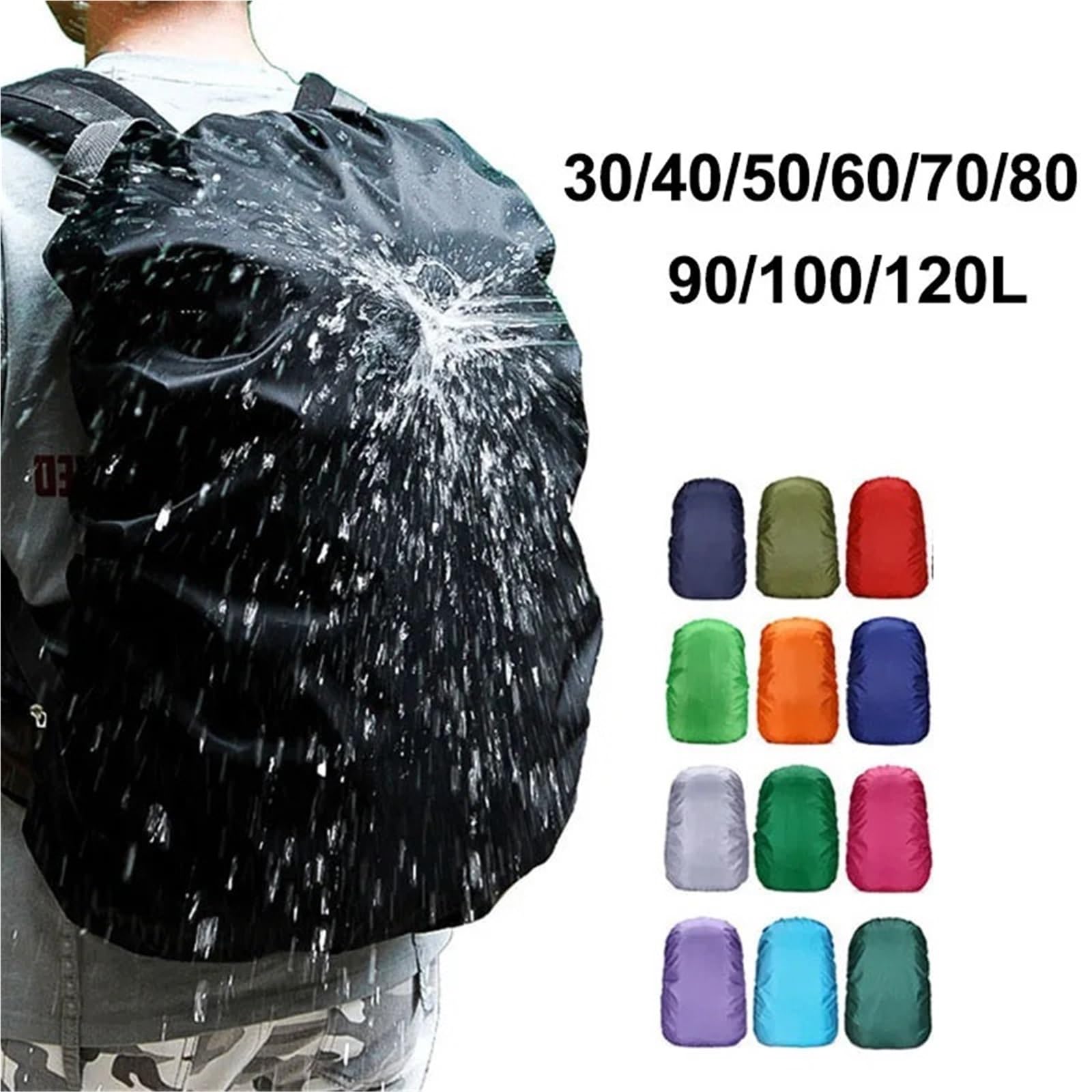 Copri Zaino Impermeabile Protettivo 2 Pezzi 35L 100L 120L Zaino Antipioggia Borse da Campeggio for Escursionismo