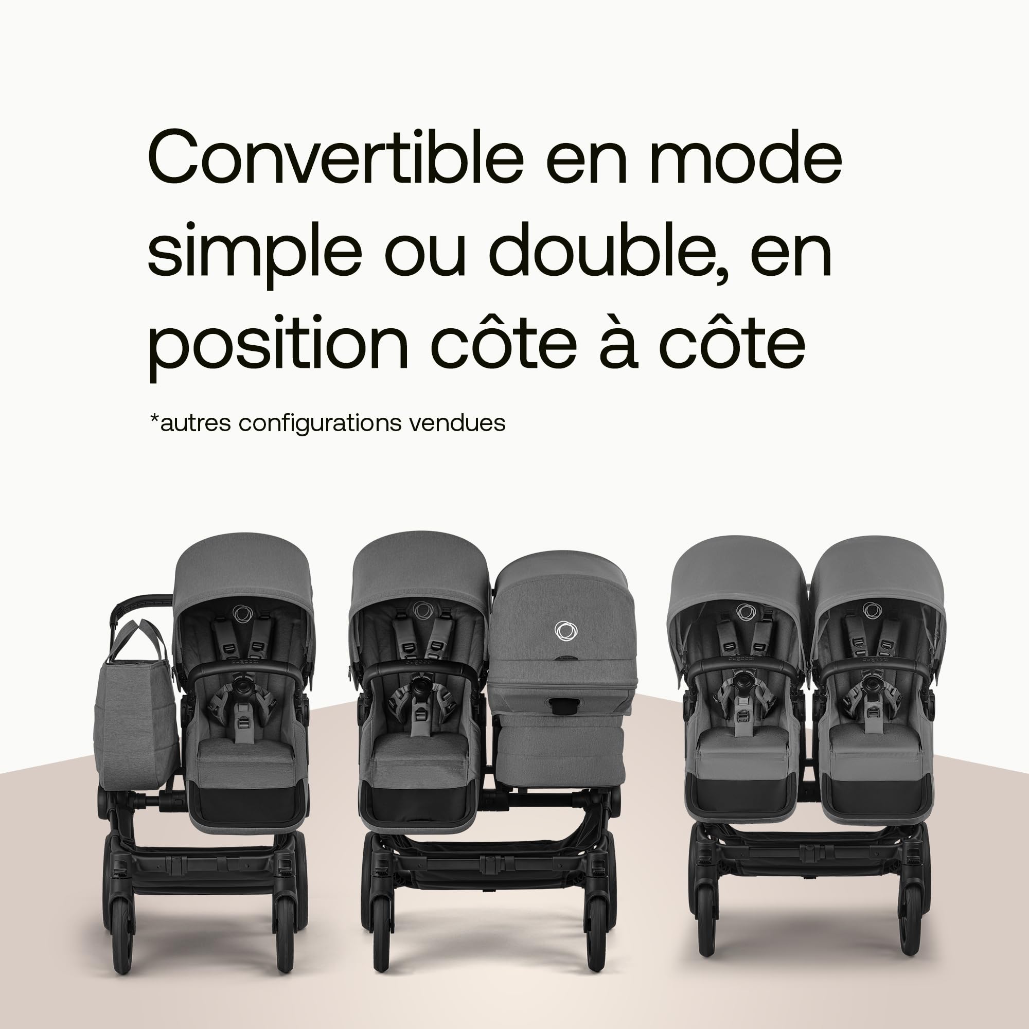 Poussette Bugaboo Donkey 6 simple, convertible en modes double et jumeaux