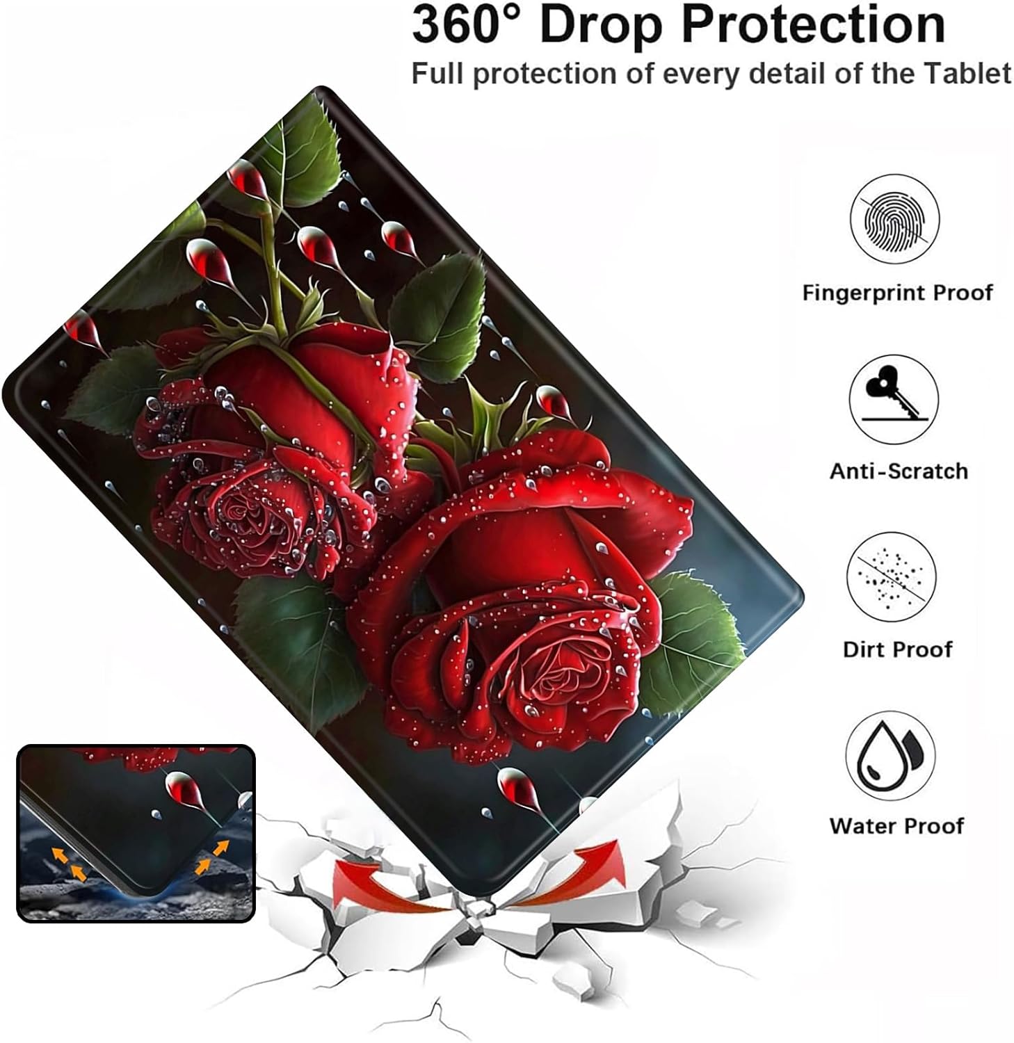 Case for 10.1" All-New Fire HD 10 Tablet (13th Generation,2023 Release) -PU Leather Slim Standing Smart Cover Case with Auto Sleep/Wake for Fire HD 10 2023,Red Rose