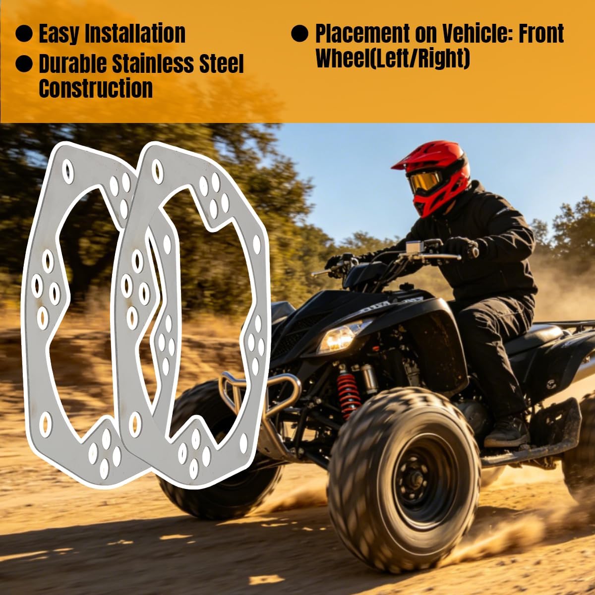 motoparty Rock Brake Rotor Disc Guard for Yamaha Banshee Raptor 250 350 660 700 YFZ450R, Replacement for 1S3-25127-01-00, Stainless Steel ATV Brake Rotor Protector 2 PCS