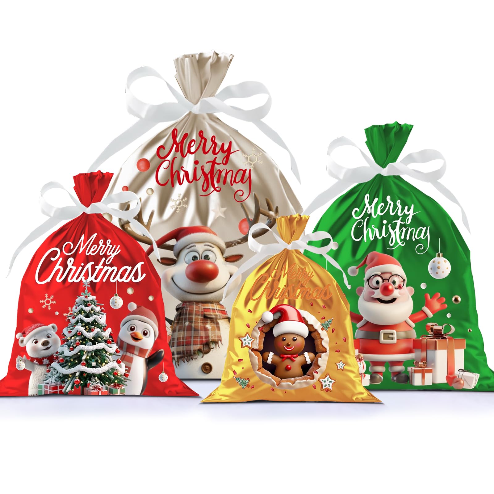 4Pcs Christmas Bags,DXTXTJ Xmas Gift Bags Multipack,Small Medium Large and Extra Large Xmas Gift Bags for Presents Christmas — image 1