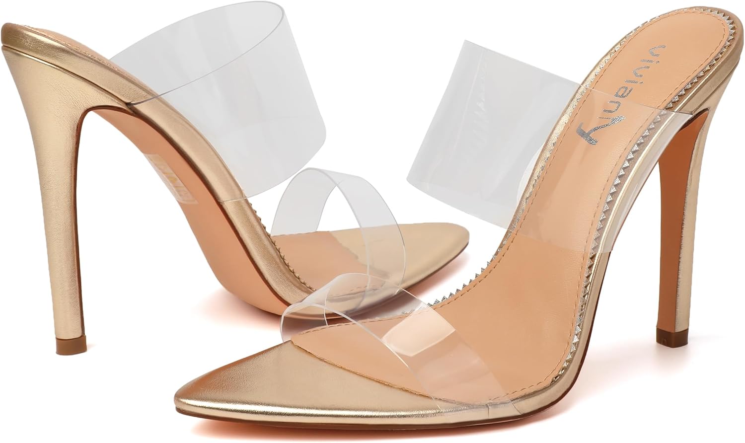 vivianly Clear Pointed Toe Heels Sandals Transparent Strap Stiletto High Heels Slip on Mules for Women - Image 8