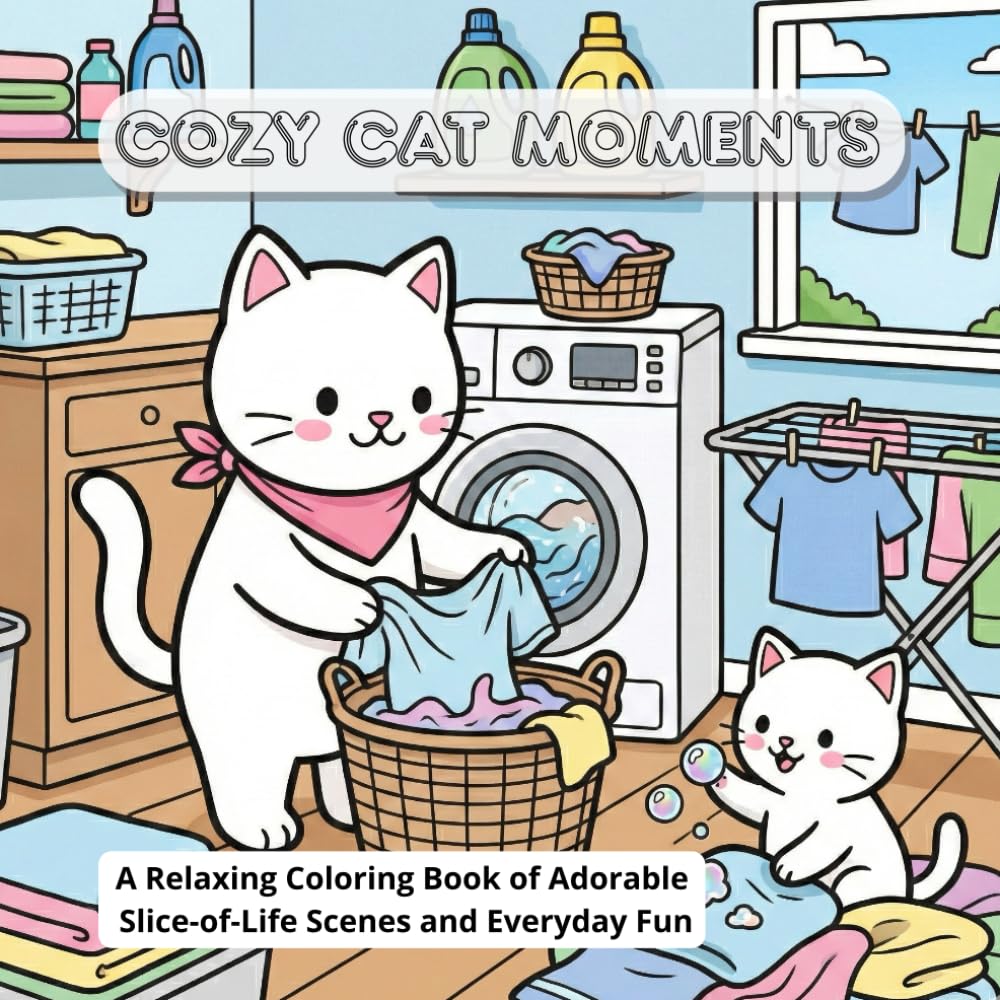 Cozy Cat Moments: A Relaxing Coloring Book of Adorable Slice-of-Life Scenes and Everyday Fun