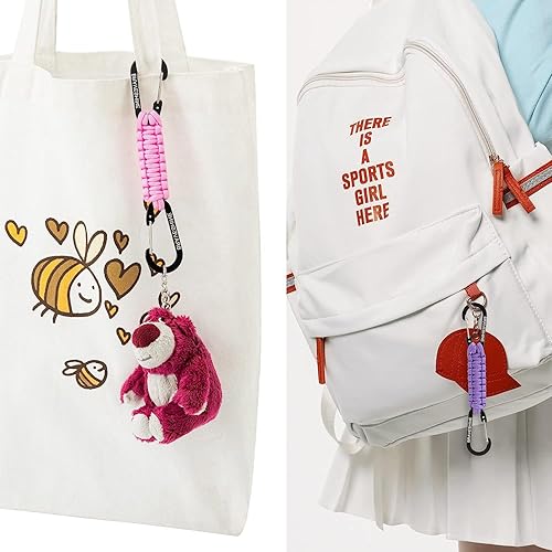 Miniatura 4 de BRAVESHINE Mosquetón de llavero con clip de paracord, gancho de anillo en D para lanyard, colgador para cochecito, llavero para botella de agua,