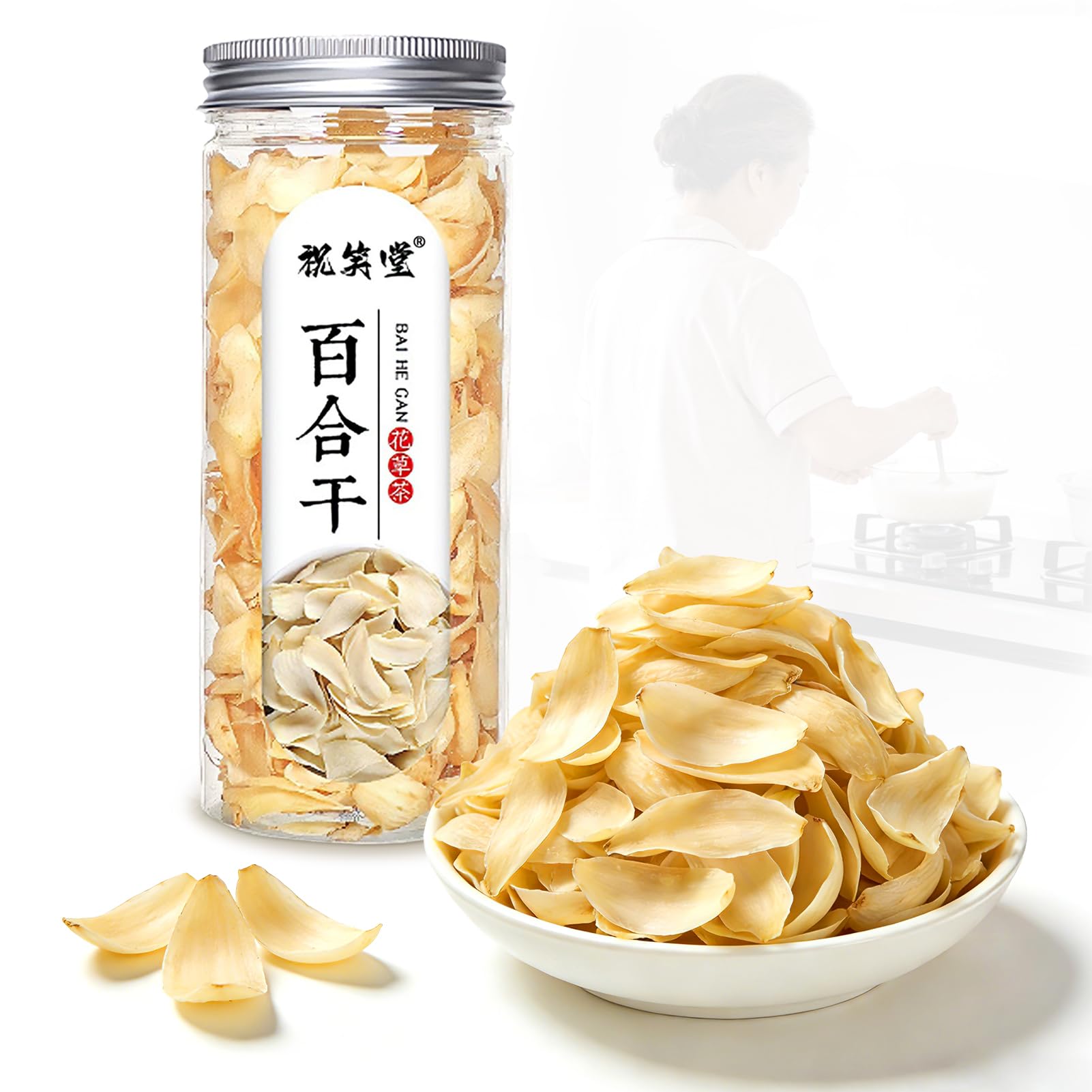 Dried Lily Bulb (Bai He) 3.52oz / 100g (100g × 1 Jar) – Sulfur-Free Chinese Lily Bulbs for Soup, Congee, Herbal Tea & Oatmeal 百合 无硫百合干 龙牙百合