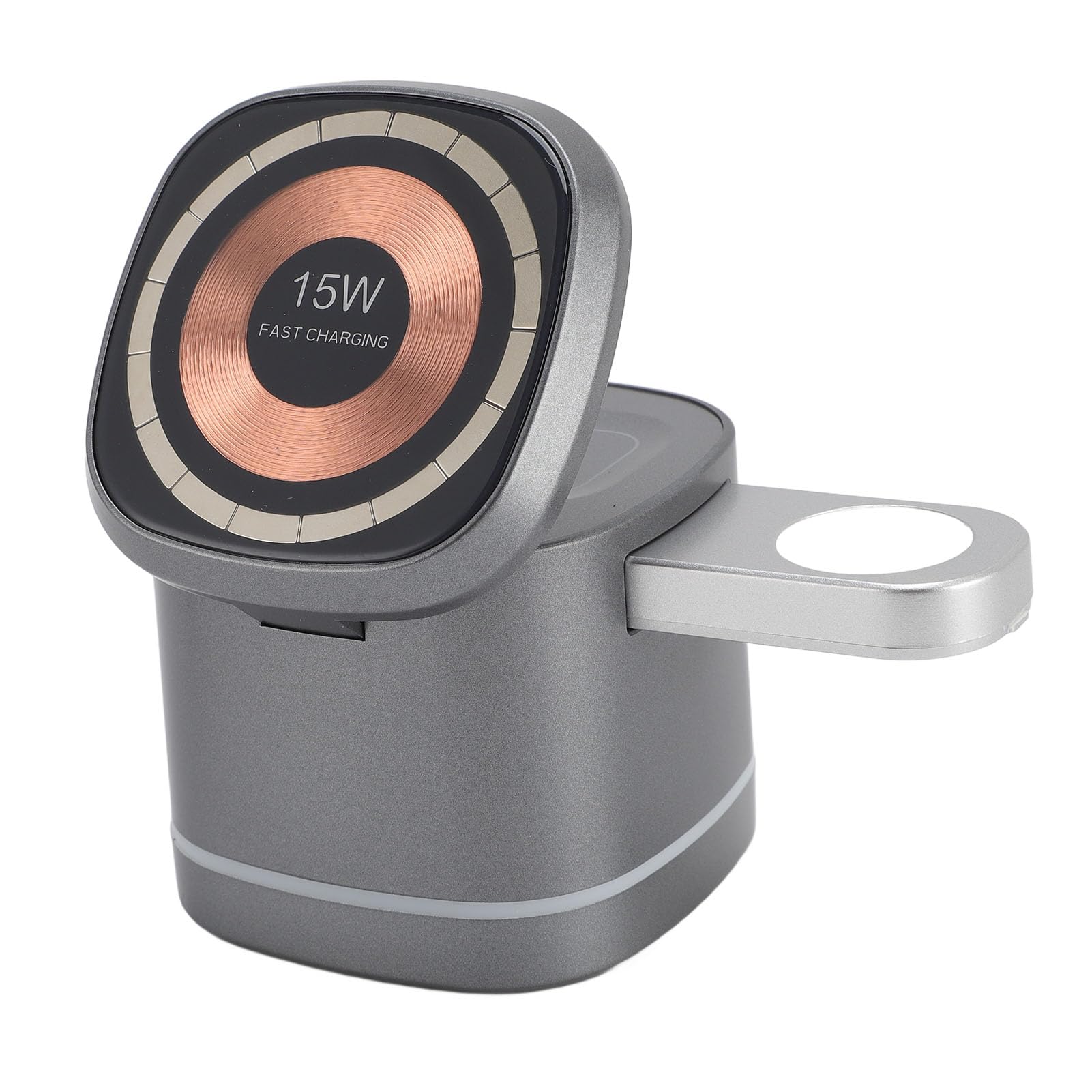 Syrisora Chargeur sans Fil Magnétique 15W, Station de Charge 3 en 1 pour Téléphone, Montre, écouteurs