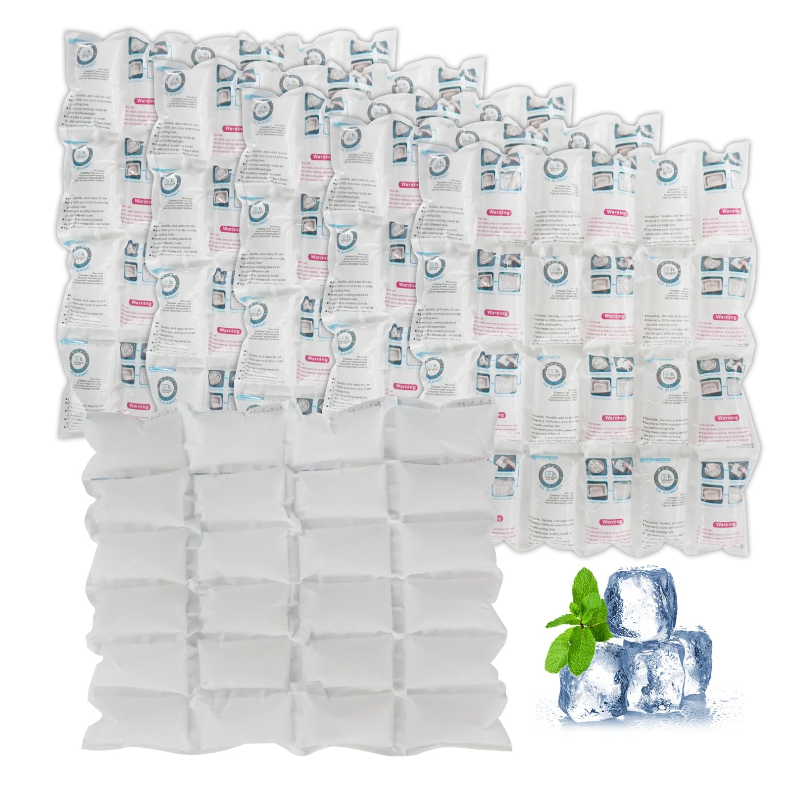 World-Bio Ice Packs for Cool Box, Shipping Food, Travel, Packing, Picnic Cooler Bags, Lunch Boxes - 24 Cell, 6 Pcs