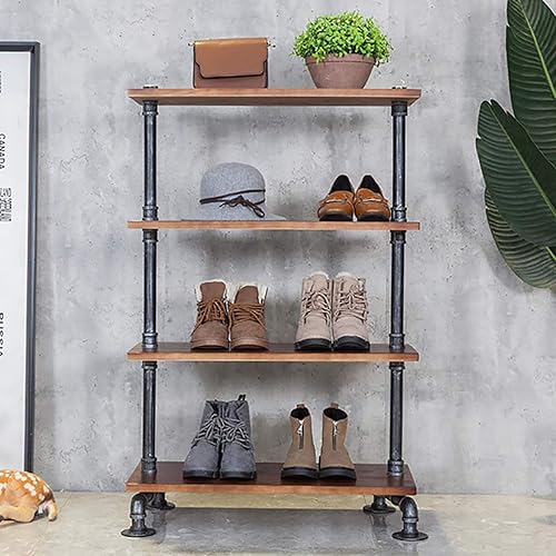Miniatura 3 de Estante industrial de almacenamiento de tubería de 4 niveles, estante de pie, estante de exhibición rústico para oficina minorista en casa,
