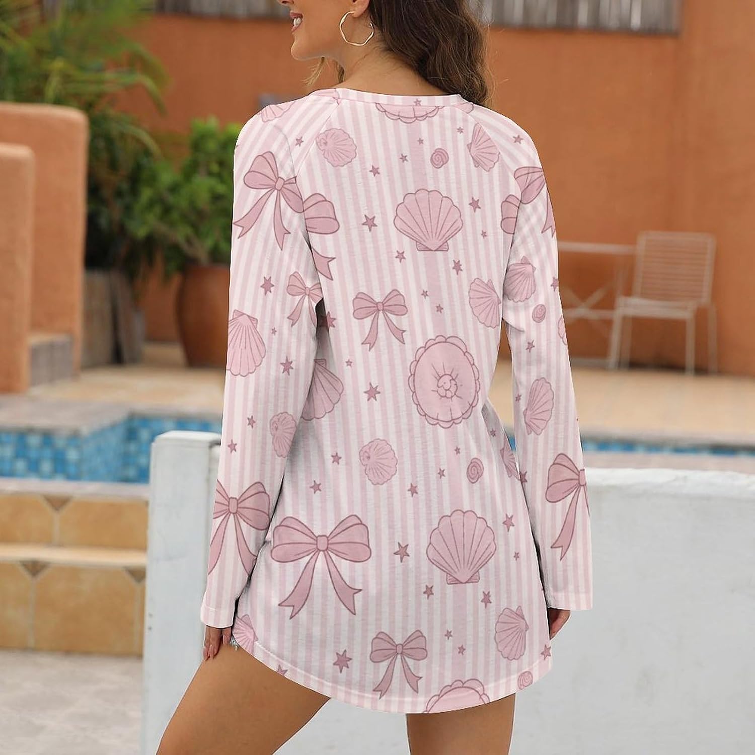 Women's Long Sleeve Basic Top Loose Fit Tunic T-Shirt, Soft Casual Crewneck Blouse