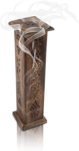 Miniatura 6 de Soporte para barra de incienso de madera y quemador de cono, grande, orgánico, ecológico, para agarrbatti, estilo rústico, tallado a mano para