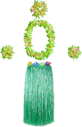 Miniatura 35 de Falda hawaiana de hierba Luau Hula con flores grandes para decoración de fiesta de baile