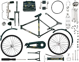 DIY Retro Bicycle Model Ornament, DIY Bike Scale Model for Adults Kids, 1:10 Simulation DIY Bicycle Model Scale Kit with Inflator and Briefcase, Alloy Finger Bike Toys Collections Toys Tabletop Decor