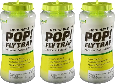 RESCUE! POP! Fly Trap Large Reusable Fly Trap for Outdoor Use - 3 Pack