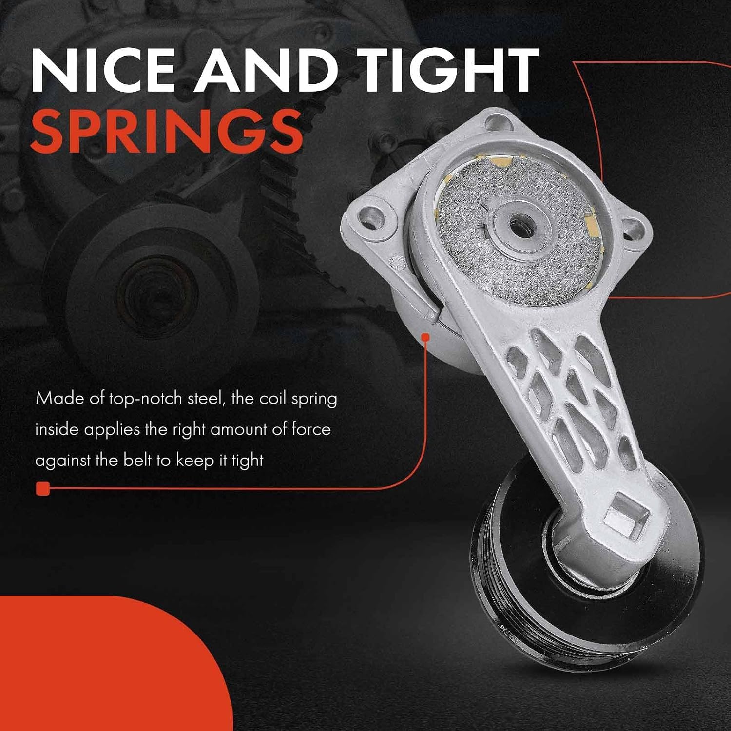 A-Premium Belt Tensioner Assembly with Pulley Compatible with Ford F-150 2002-2008, F-150 Heritage, F-350 Super Duty, F-53 Motorhome Chassis, F650, E-150 & Lincoln Mark LT