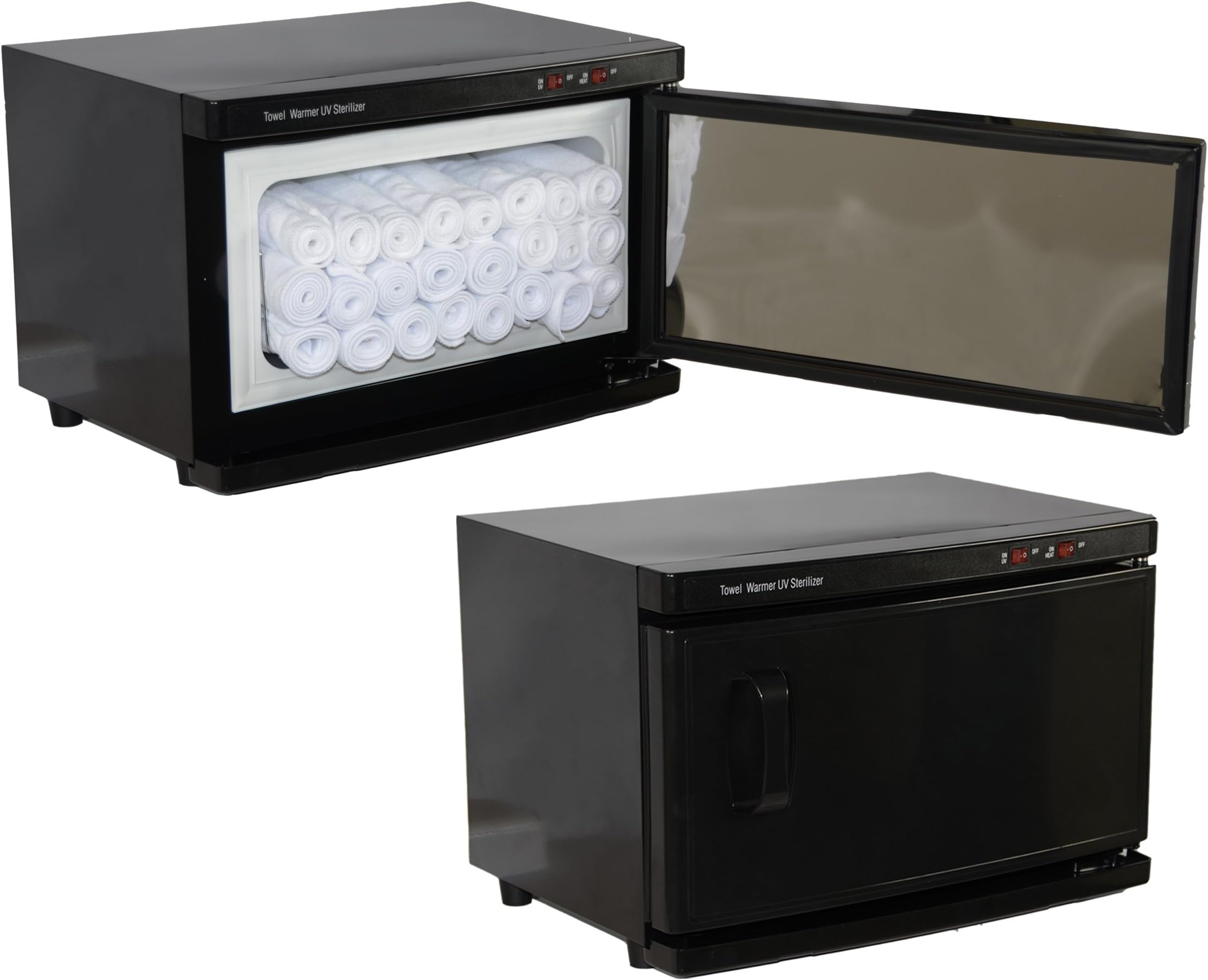 Black High Capacity Hot Towel Cabinet & UV Sterilizer 24 Ultra Soft Microfiber Facial Towels Included Salon Spa Equipment