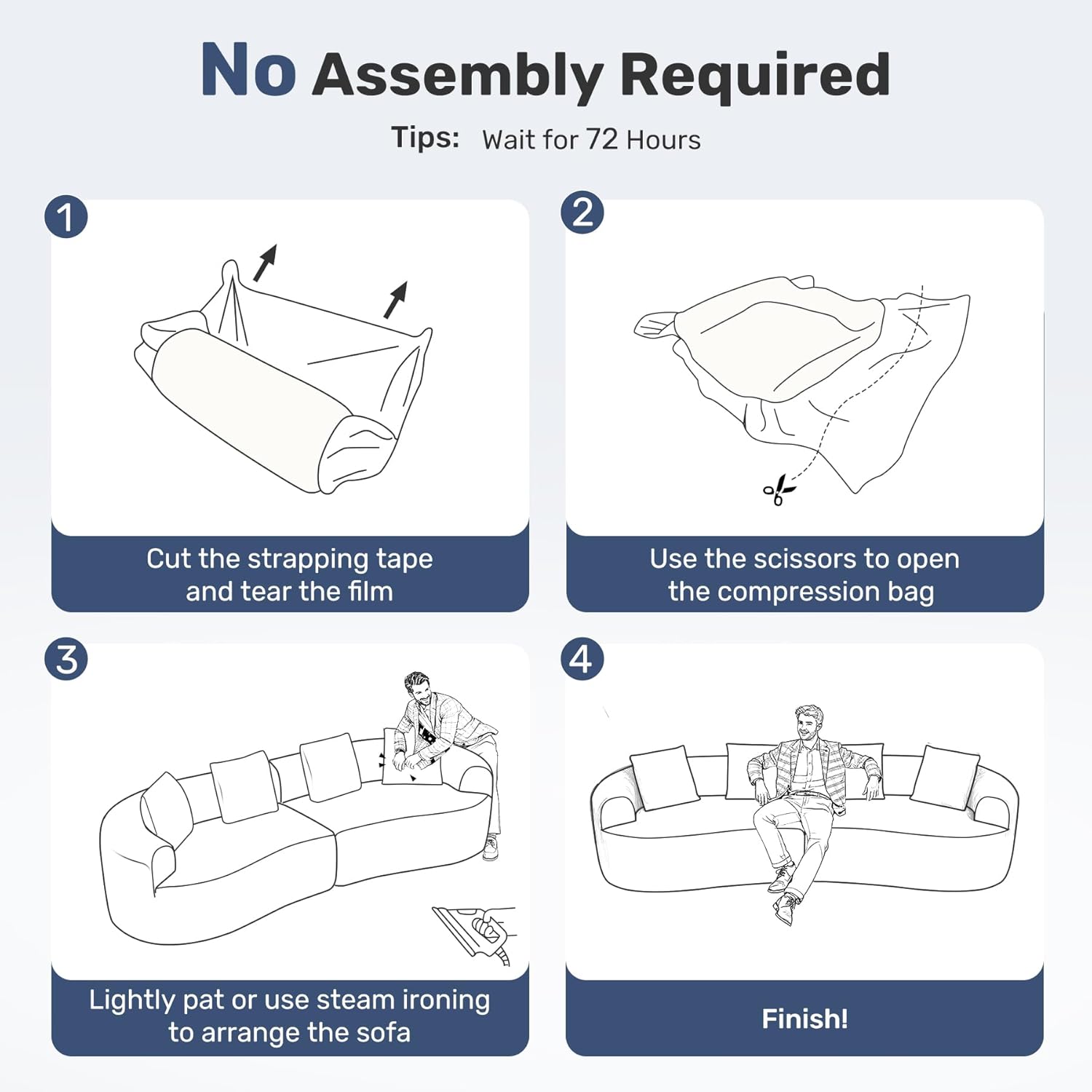 110” Modern Curved Sofa,Oversized Couch for Living Room,Cloud Couch with Boneless Couchs,Modular Sectional Sofa with Deep Seat,No Assembly Required,Beige