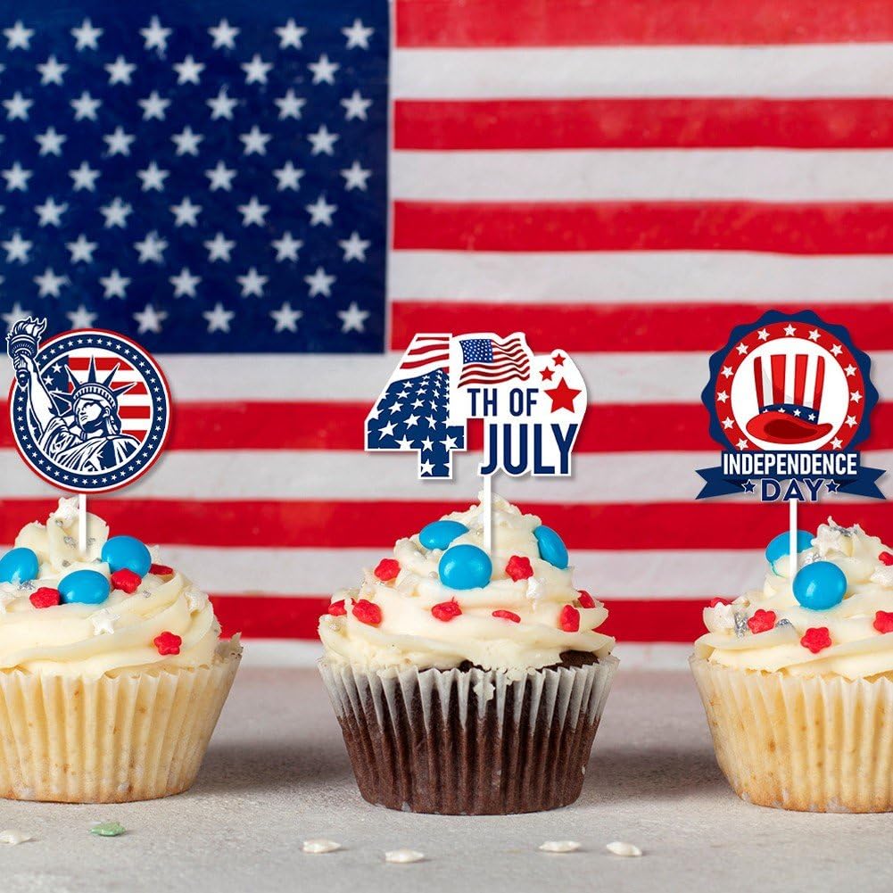 Happy Birthday Tortenaufsatz – Glitzerndes Feuerwerk & USA-Flagge Für 4. Juli Feiern & Patriotische Partys