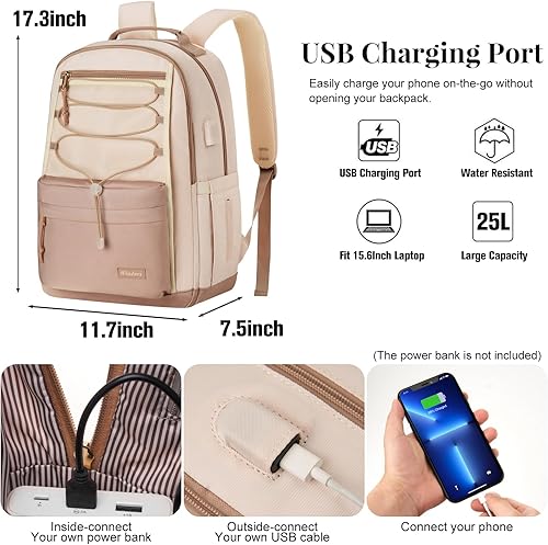 Miniatura 5 de Mochila Escolar para Adolescentes Niñas, Mochila Universitaria Estética Bolsa de Libros Grande para Mujeres Estudiantes Bolsa de Moda para Laptop,