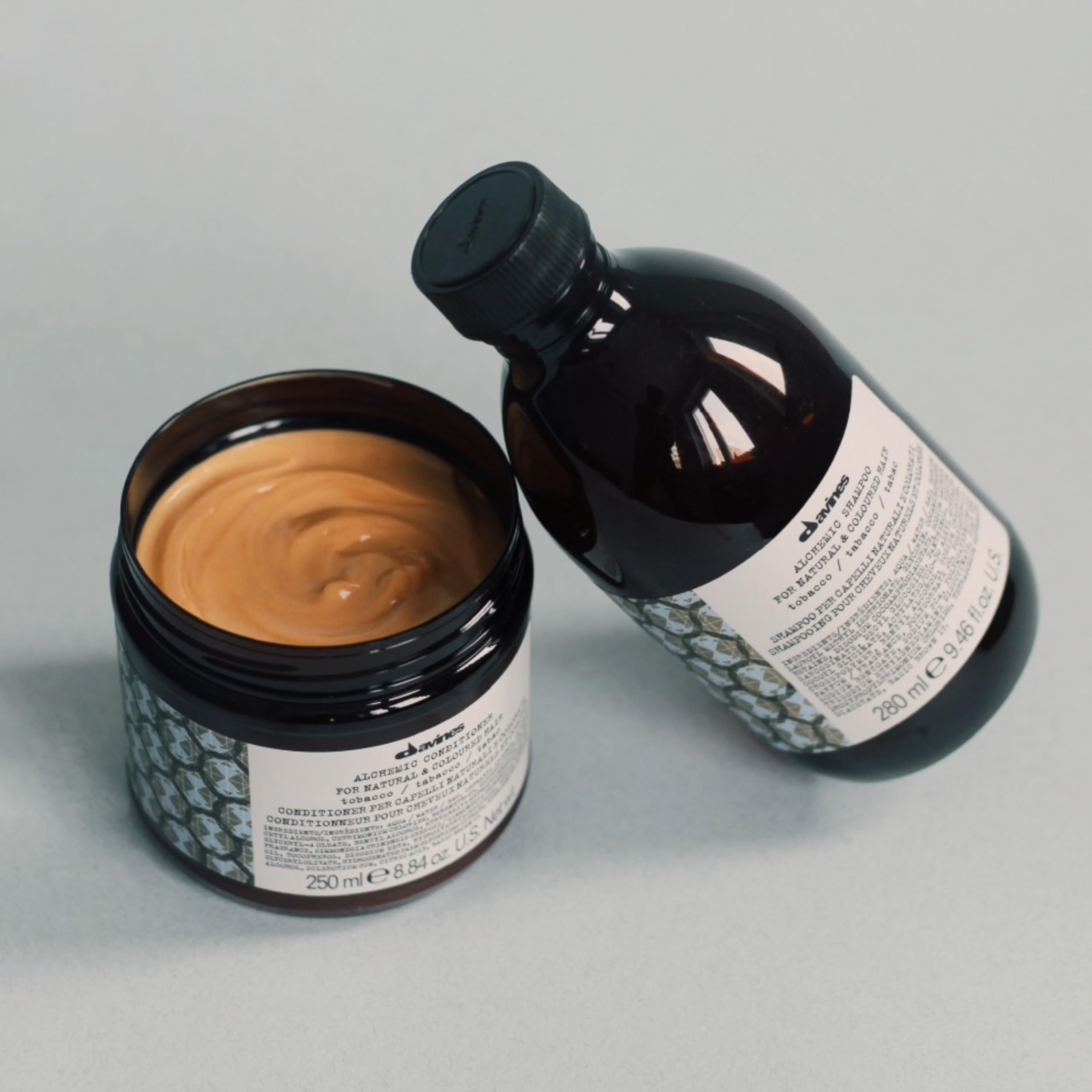 Davines Alchemic Conditioner Tobacco, Color Depositing Cream for Light Brown & Medium Brunette Hair - Intensifies & Hydrates Brown Tones with Jojoba Oil, 8.45 Fl Oz