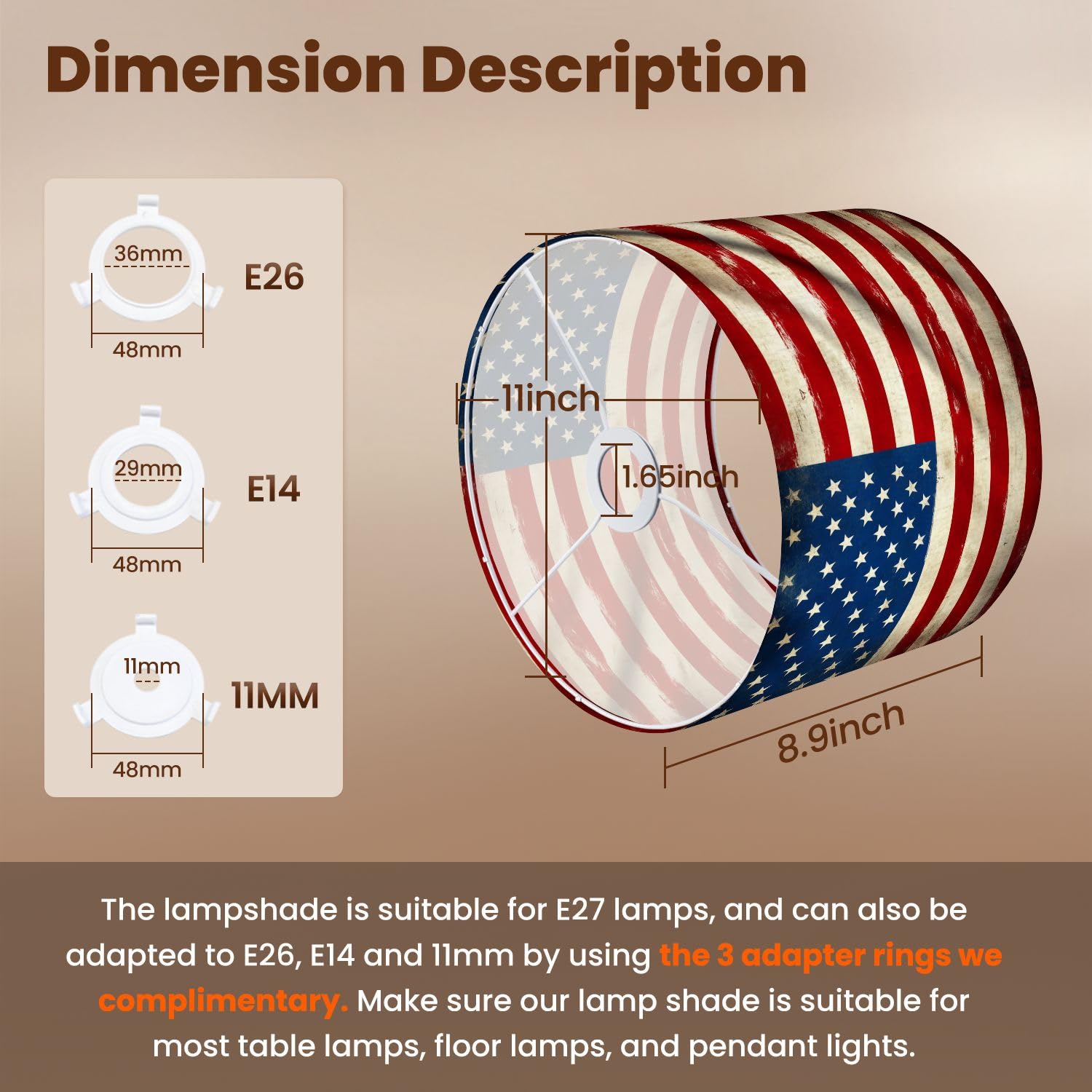 Lamp Shades American Flag Retro Grunge Stars Stripes Weathered