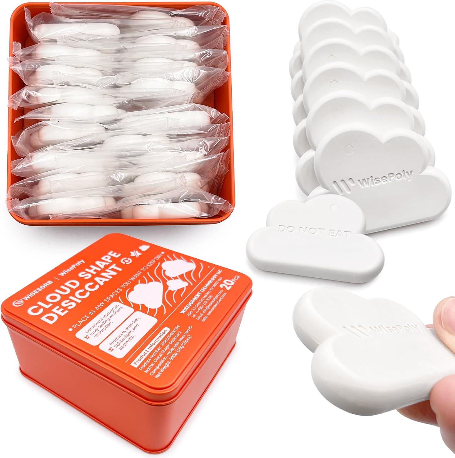 Wisesorb Polymer Desiccant Block, 20pcs 25g Poly Arrow Slowly & Continuously Moisture Absorber with Reduce Oxygen Activity for Food Safe Long-term Storage