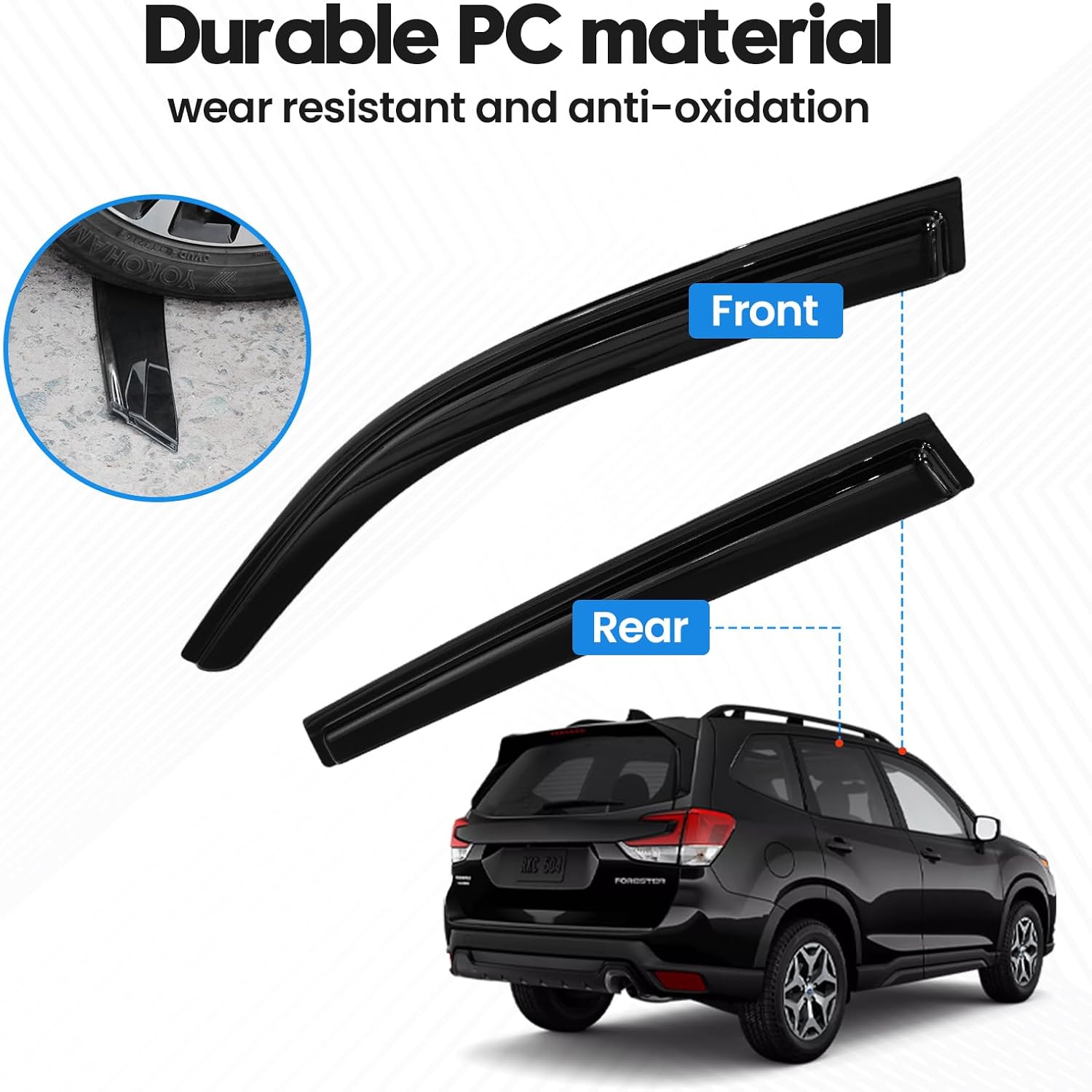 Forester Rain Guard - Window Visors for Subaru Forester 2019-2024, Out-Channel Side Window Rain Guards for Forester Accessories, 4PCS, Black, Car Accessories