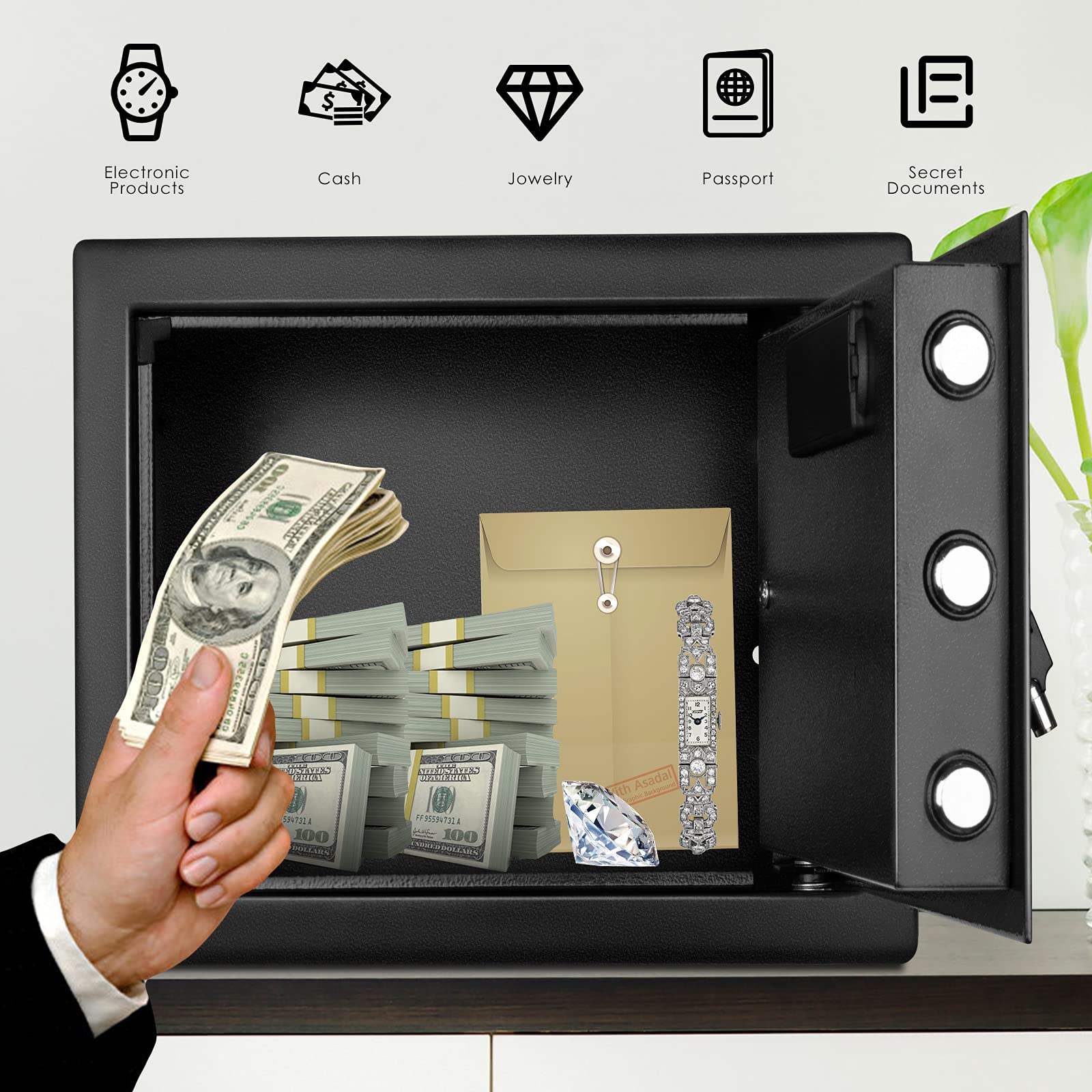 KACSOO Fireproof Safe Box, 1.2 Cub Digital Safe Box Fireproof