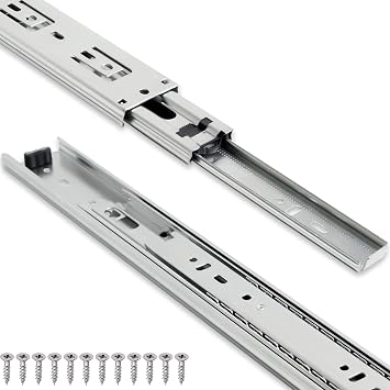 TOUCH Drawer Slides 1 Pair, 16 Inch 400mm Full Extension Side Mount Ball Bearing 3 Folds Metal Rails Track Guide Glides Runners Heavy Duty Drawer Dresser Kitchen, 75 LB Capacity