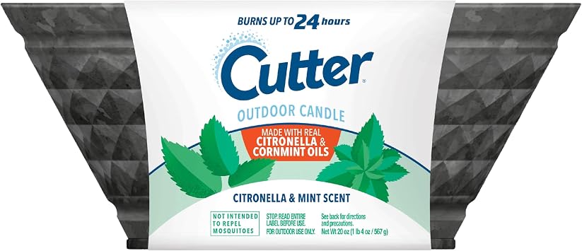 Cutter Outdoor Scented Candle Citronella and Mint Scent Brings Glow and Ambiance to Your Outdoor Space, 20 Ounces