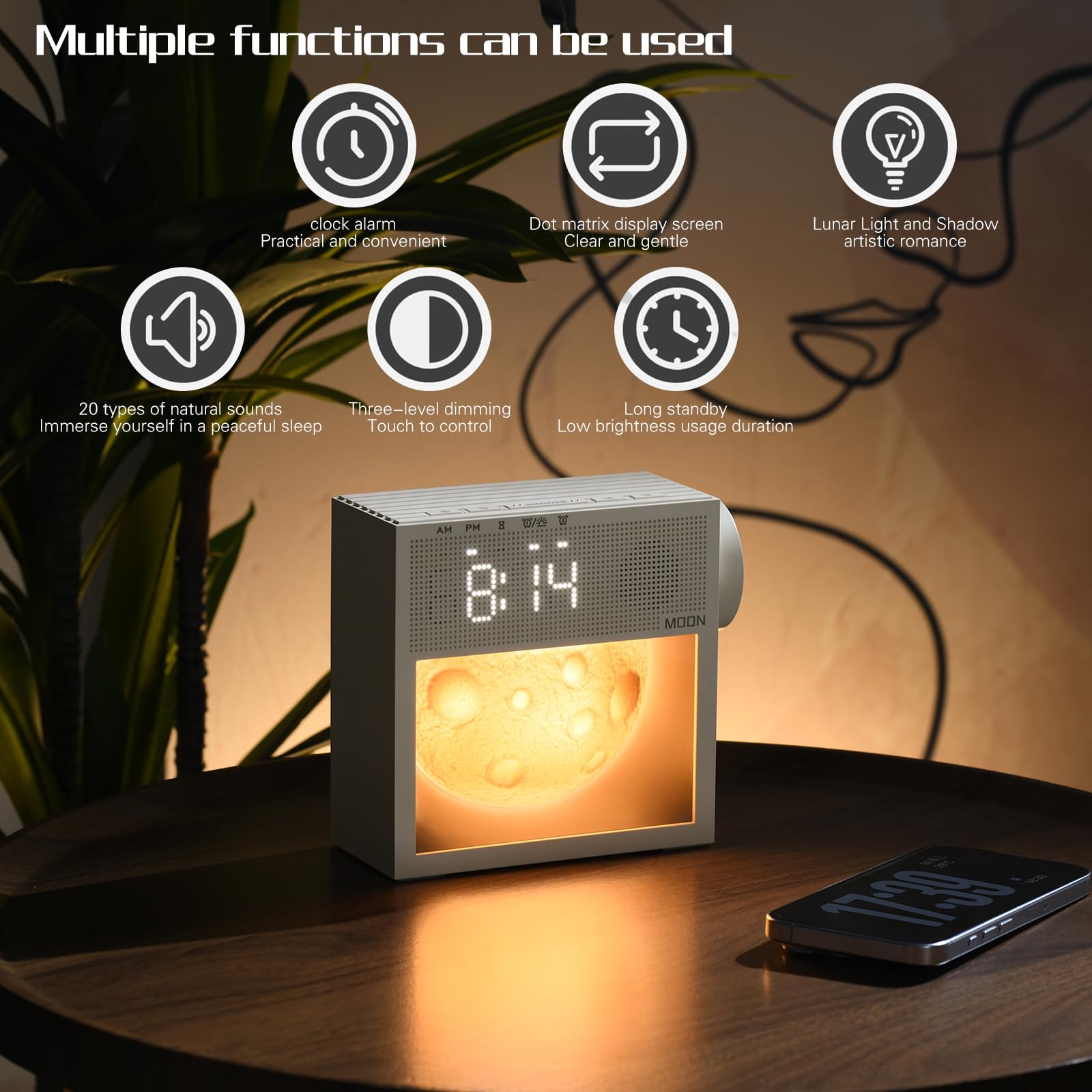 Despertador Amanecer, Despertador Luz Natural, Lampara Amanecer | 3 Niveles De Luminosidad, Despertador con Luz De Amanecer, 20 Sonidos Naturales, Luz Nocturna Regulable – para El Dormitorio.