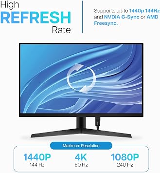 VisionTek DisplayPort 1.2 Cable (6.6ft) - 4K 60Hz Ultra HD, 21.6Gbps | 1440P 144Hz, HBR2, Dynamic HDR, DSC 1.2 Support, Multi-Monitor Daisy Chaining, Plug and Play, PC Desktop, Gaming