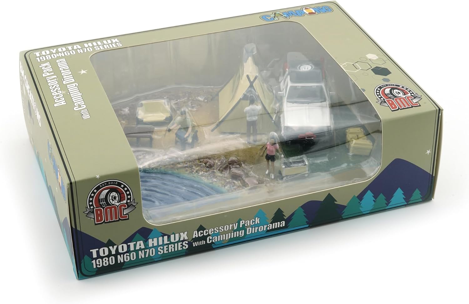 CREATIONS 1/64 トヨタ 1980 ハイラックス N60、N70 ホワイト アクセサリー & キャンピング ジオラ 【帝産】