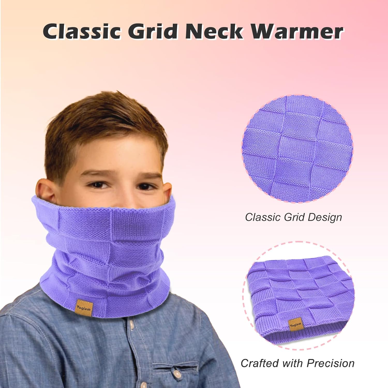 Kids Double-layer Knit Neck Warmer Gaiter | Thermal Fleece Face Cover for 6-14 Year Olds Boys Girls | Ski, Play - Image 3