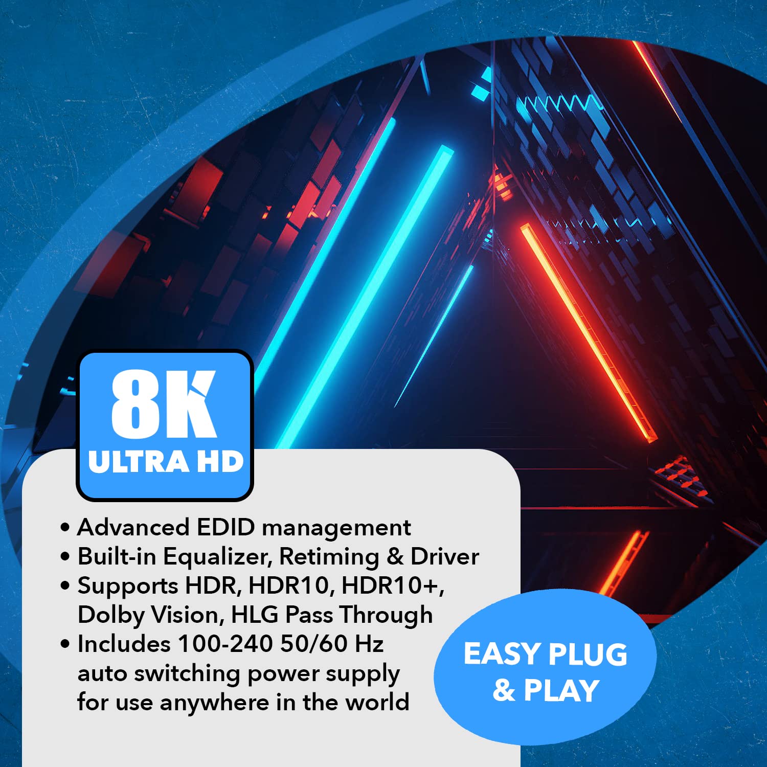 OREI 8K HDMI Splitter 1 X 2, Duplicate with Audio Extractor UltraHD Supports Upto 4K @ 120Hz IR EDID HDCP 2.3, (BK-102A) (1x2 - Image 4