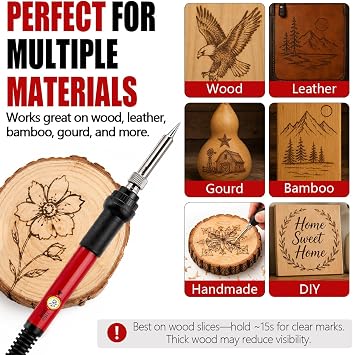 32PCS Wood Burning Kit, Wood Burning Tool Adjustable Temperature Soldering Iron Tool for DIY, Wood Carving, Embossing, and Craft Projects Wood Burner Pen Set for Adults and Beginners(Red)