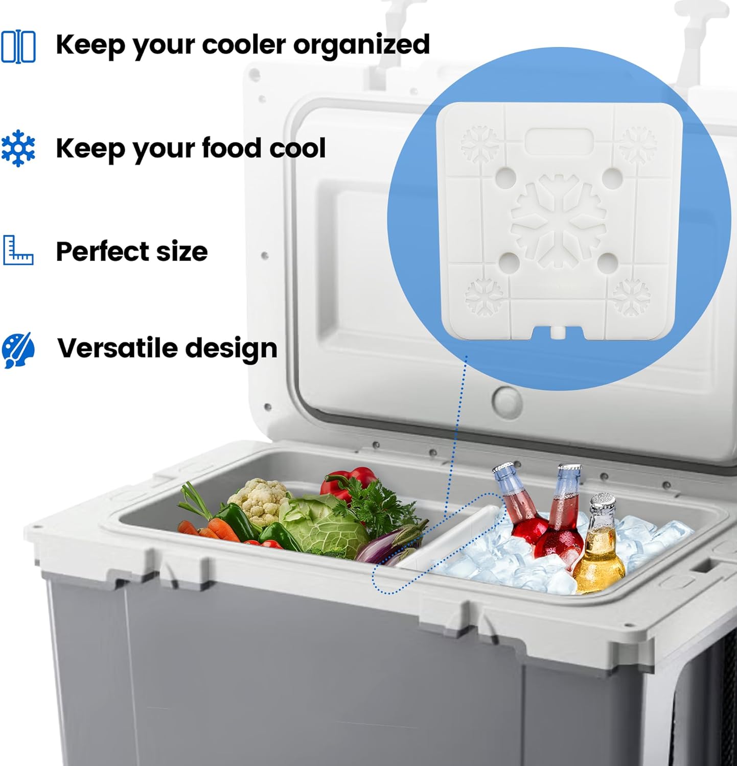 Ice Pack Cooler Divider, Compatible with RTIC Cooler, Freezable Cooler Divider, Cooler Accessories