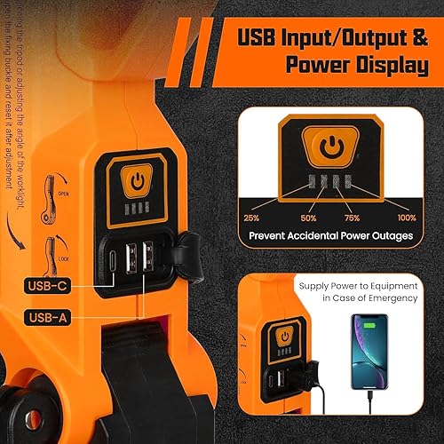 Miniatura 5 de MX-5085 Luz de trabajo LED inalámbrica recargable con soporte 8000 lúmenes portátil LED portátil iluminación del sitio de trabajo regulable LED luz