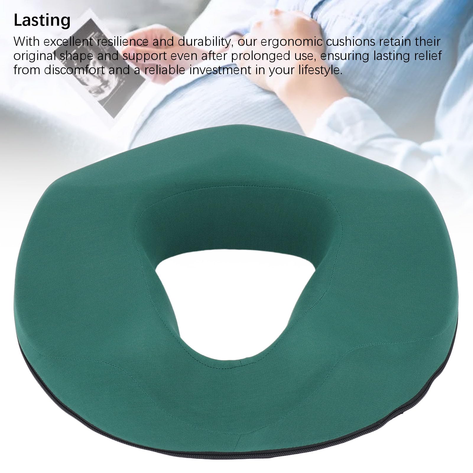 Cuscino a Ciambella in Memory Foam Cuscino Ergonomico per Alleviare la Sciatica su Sedia da Ufficio Sedia a Rotelle per Auto 16,54 X 14,76 X 3,74 Pollici (Verde)