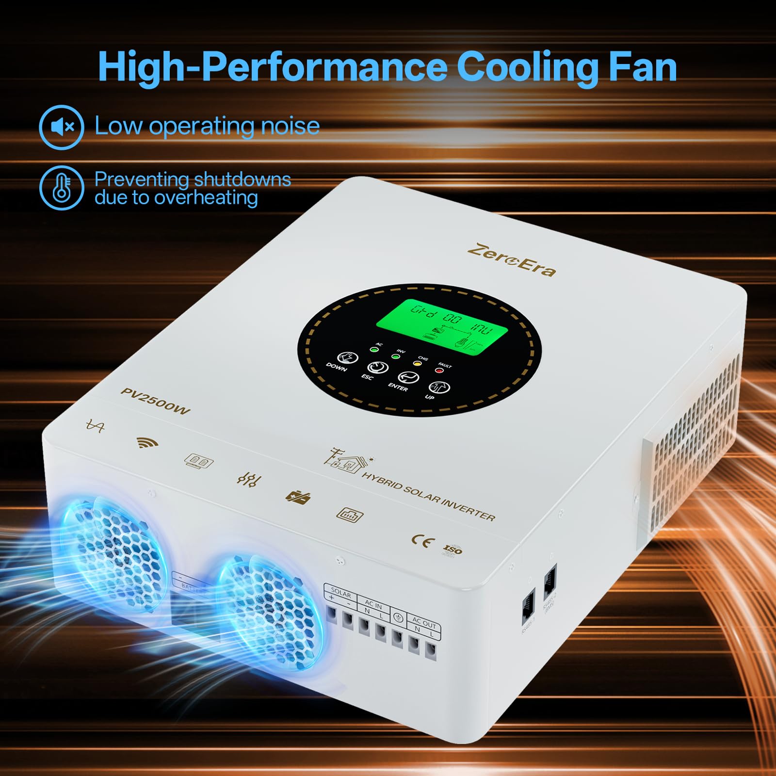 Inverter ibrido 12 V 1800 W, inverter ibrido solare, sinusoidale puro, supporta funzionamento senza batteria, 12 V DC fino a 230 V AC, regolatore di carica MPPT integrato, ideale, sistema di