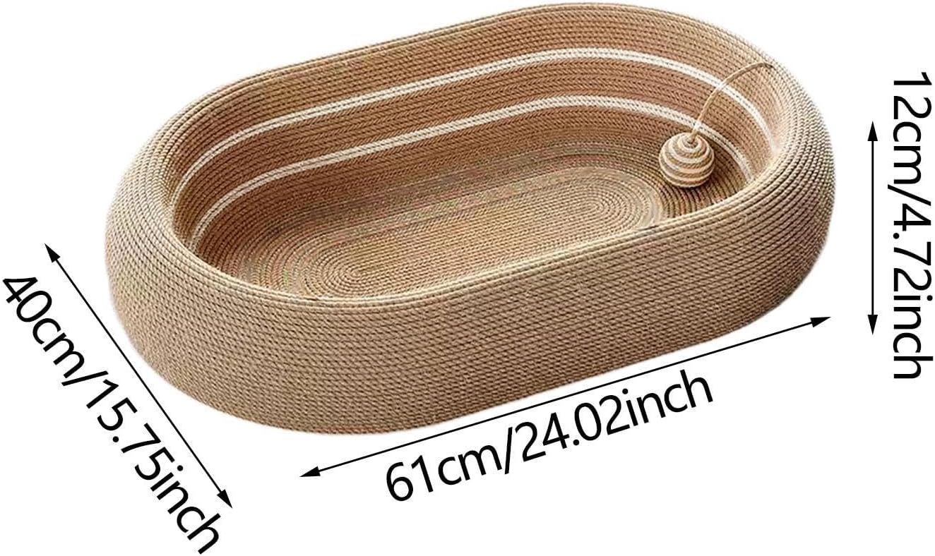 楕円形の猫用爪とぎパッド 猫用爪とぎ ボールおもちゃ付き ソファー カーペット ソファー 運動遊び サイザルベッド とパッド, 茶色