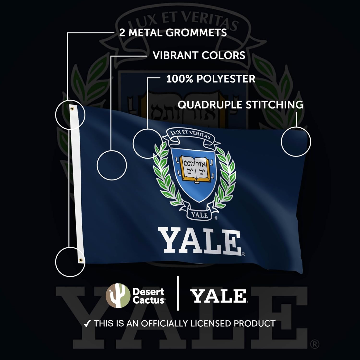 Desert Cactus Yale University Flag Bulldogs Banners 100% Polyester Indoor Outdoor 3x5 feet Flags (Design A) - Image 4