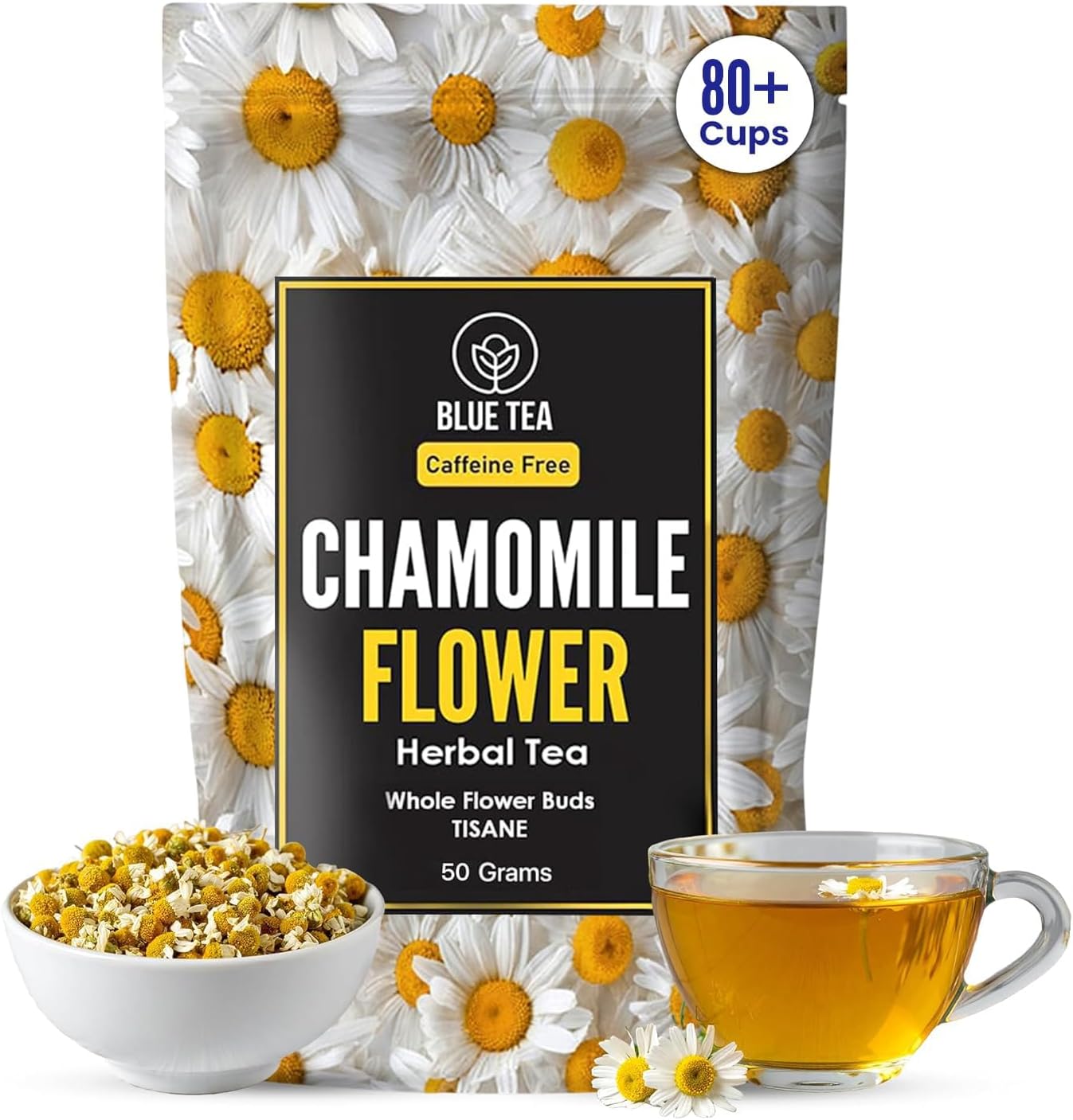 - BLUE TEA - Chamomile Tea For Sleep - 50 gm (80+ Cups) | SLEEP & RELAXATION | Herbal Tea - Caffeine Free - Flower Based - Non-Bitter - Non-Bitter | Featured in Shark Tank | Zipper Pack