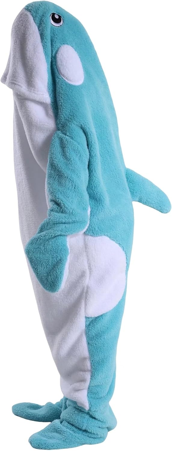 Wearable Blanket for Kids Light Warm&Pluffy Sleeping Bag Animal Cosplay Costume Hooded Blanket Sleepwear