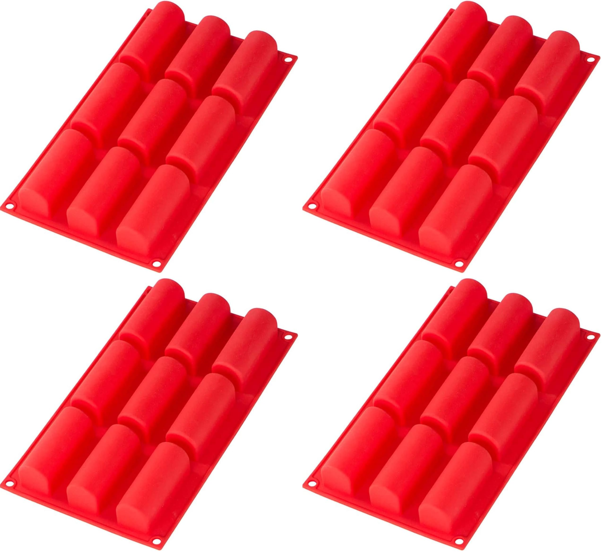 Webake Moule Mini Buche de Noel Silicone Moulle à Bûche 84 x 33 mm, h 35 mm, Antiadhésif Lot de 4 Moules à Gâteau Rectangle Pâtisserie pour Dessert à la mousse à cylindre