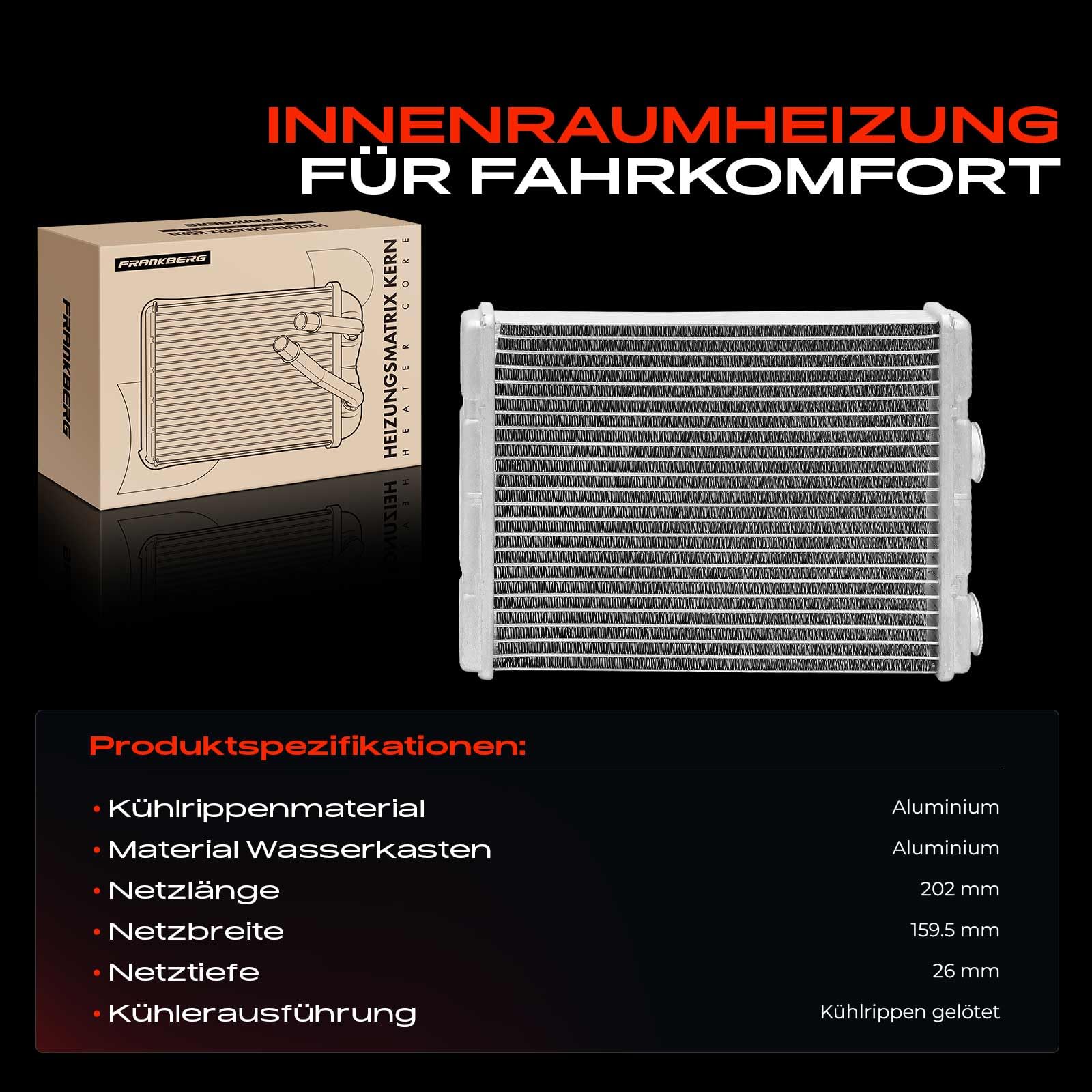 Frankberg Wymiennik ciepła do ogrzewania wnętrza, kompatybilny z Qashqai II SUV J11 1.2-1.6 DiG-T 2013-2024 Qashqai II SUV J11 J11 1.5 1.6 dCi 2013-2024, zamiennik 1611283980