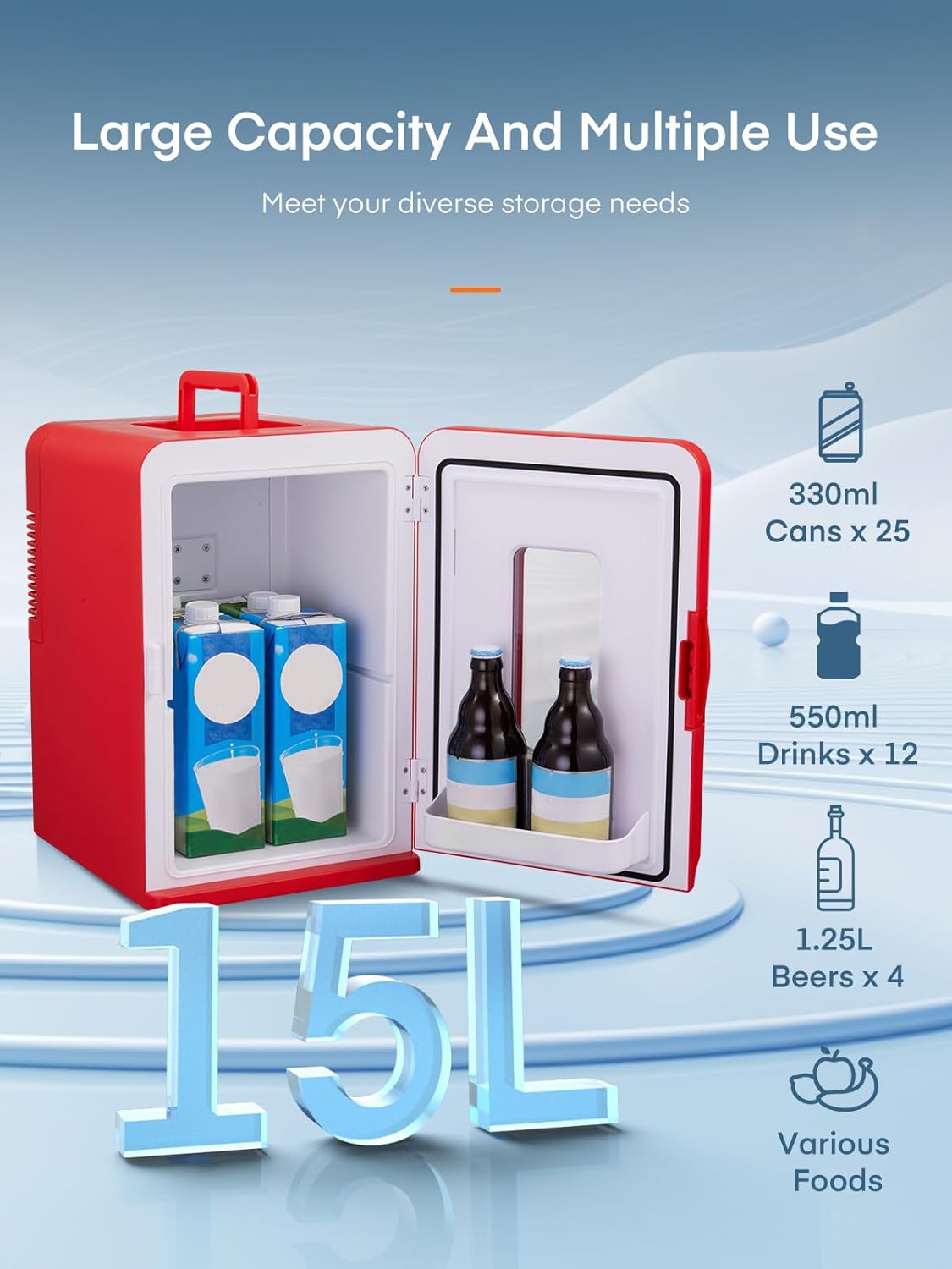 Mini Fridge 15 Liter/21 Cans, Portable AC+DC Power Small Fridge for Bedroom, Car, Office, Thermoelectric Cooler and Warmer Skincare Fridge for Food, Drinks, Cosmetics, Max & ECO Mode 6 71Ca9YH1Z1L. AC SL1500