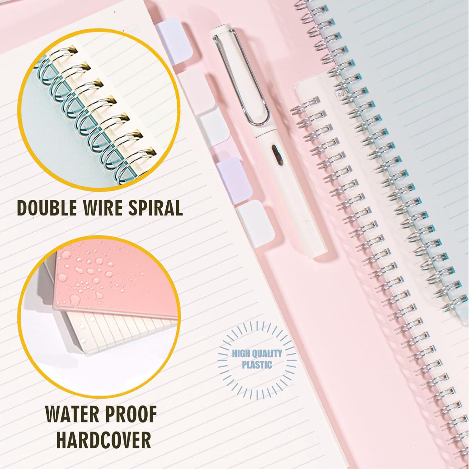 OWSC 3 Pack Ruled Notebook, 8.5 x 11 Inches Spiral Notebooks for Work, School and Journal with 110 GSM Journal Ruled Paper, Large Notebook with 80 Sheets/160 Pages, Hardcover Ruled Journal